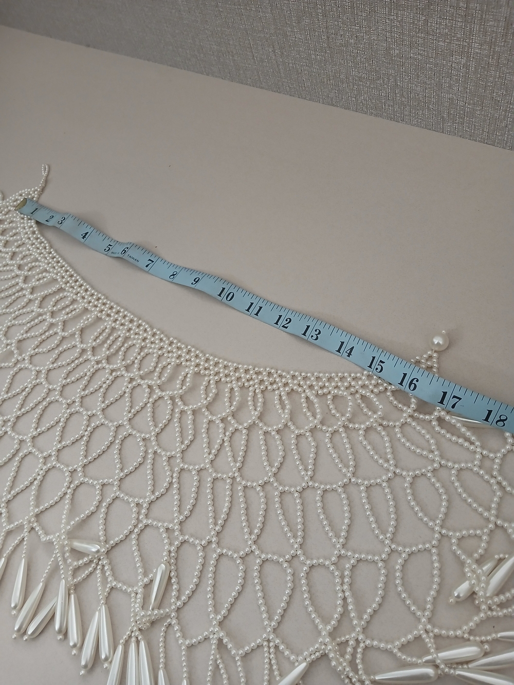 Handcrafted White Beaded Lace Collar Necklace - Picture 8 of 9